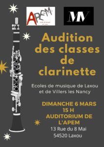 Lire la suite à propos de l’article Audition des classes de clarinette